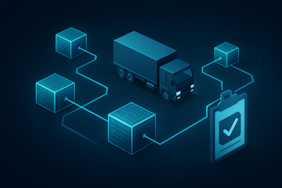 Blockchain technology linking global supply chain components