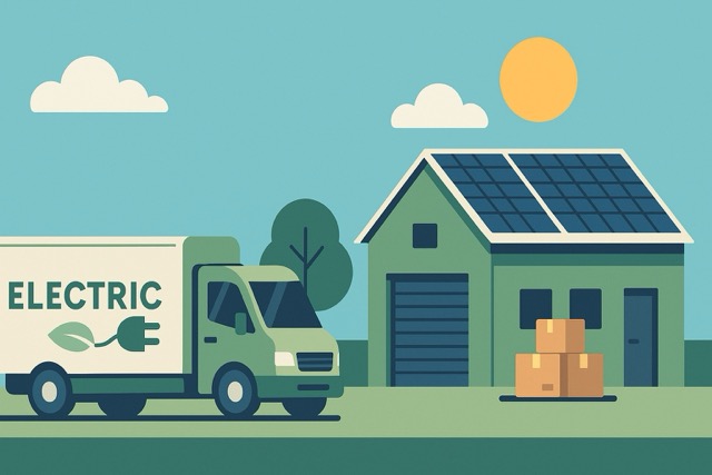 Electric truck and solar-powered warehouse in green logistics