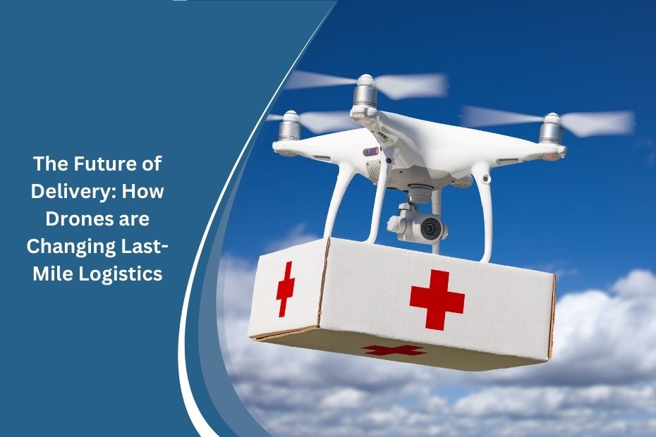 Drone delivering a package to a residential home